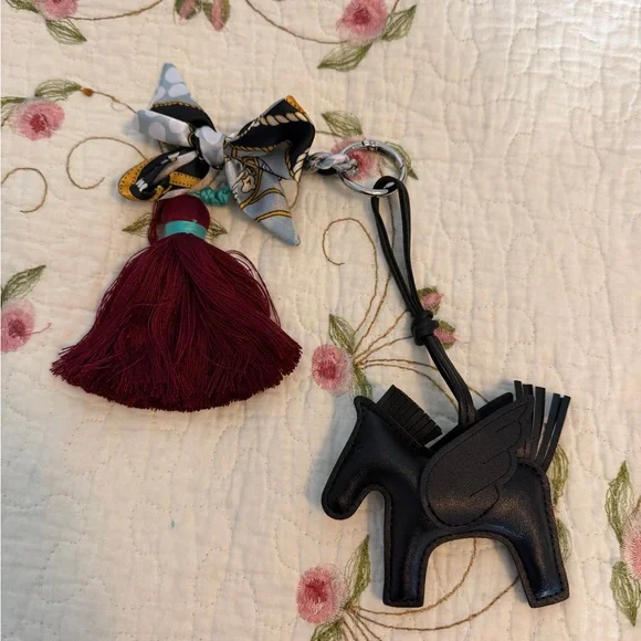 Black Leather Pegasus Charm with Burgundy Tassel - Picture 8 of 13
